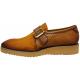 Carrucci Honey Calfskin / Suede Burnished Rubber Soled Monk Strap Shoes KS518-02SC